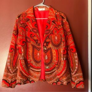 Rare Limited Edition Vintage Isaac Mizrahi Paisley Corduroy Fall Blazer Jacket